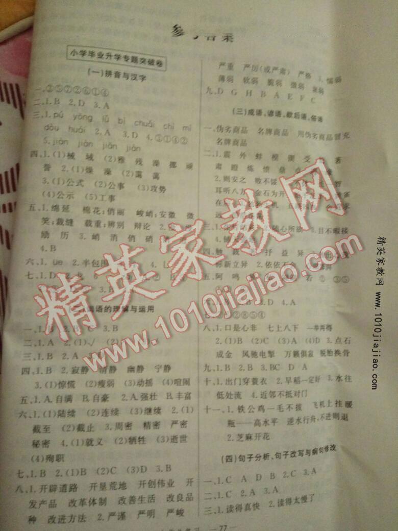 2016年小学总复习冲刺卷语文 第1页