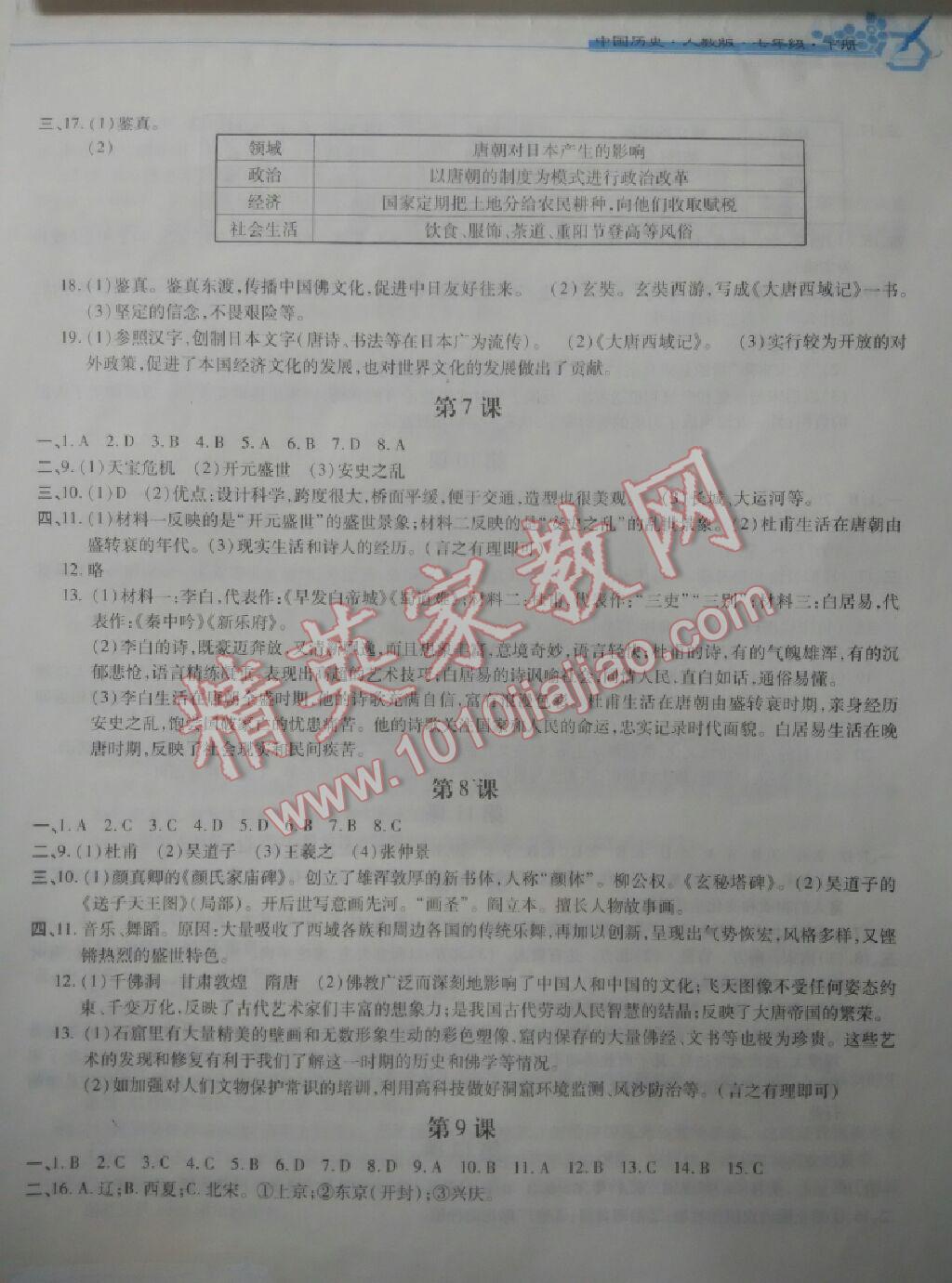 2016年新編基礎訓練七年級中國歷史下冊人教版黃山書社 第81頁