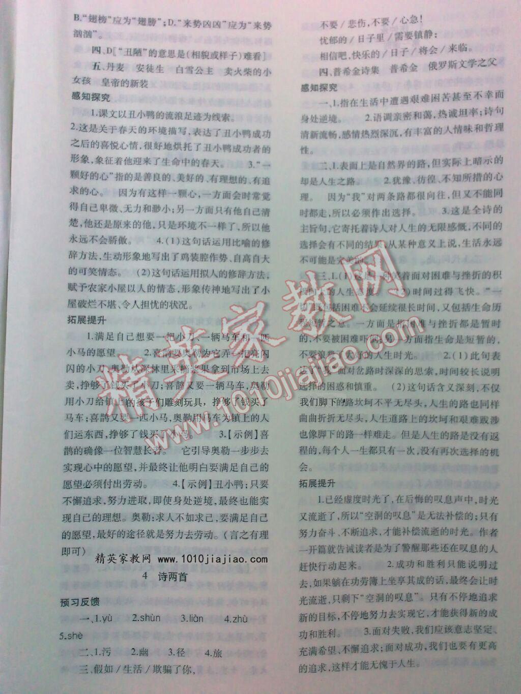 2016年基礎(chǔ)訓(xùn)練七年級(jí)語(yǔ)文下冊(cè)人教版河南省內(nèi)使用大象出版社 第27頁(yè)