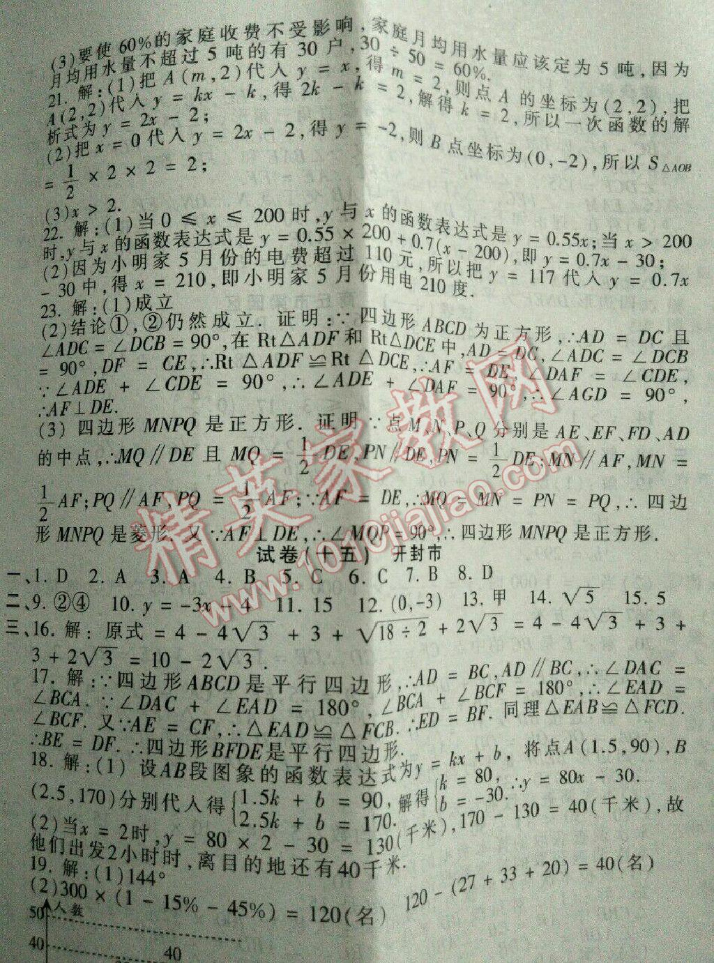 2016年王朝霞各地期末試卷精選八年級數(shù)學(xué)下冊人教版河南專版 ?21?