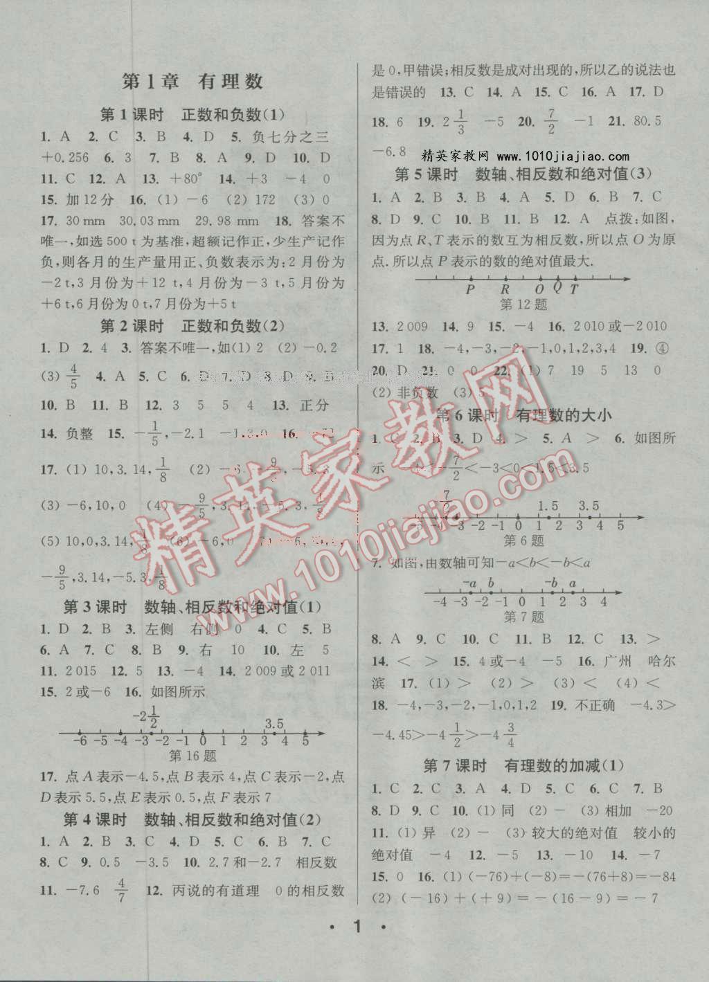 2016年通城學(xué)典小題精練七年級數(shù)學(xué)上冊滬科版 第1頁