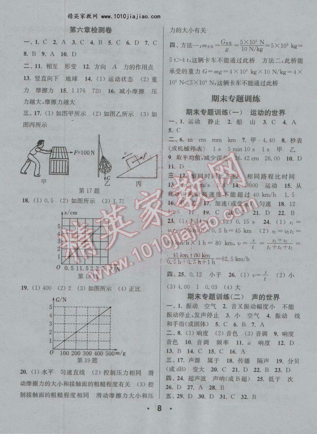 2016年通城學(xué)典小題精練八年級(jí)物理上冊(cè)滬科版 第8頁(yè)