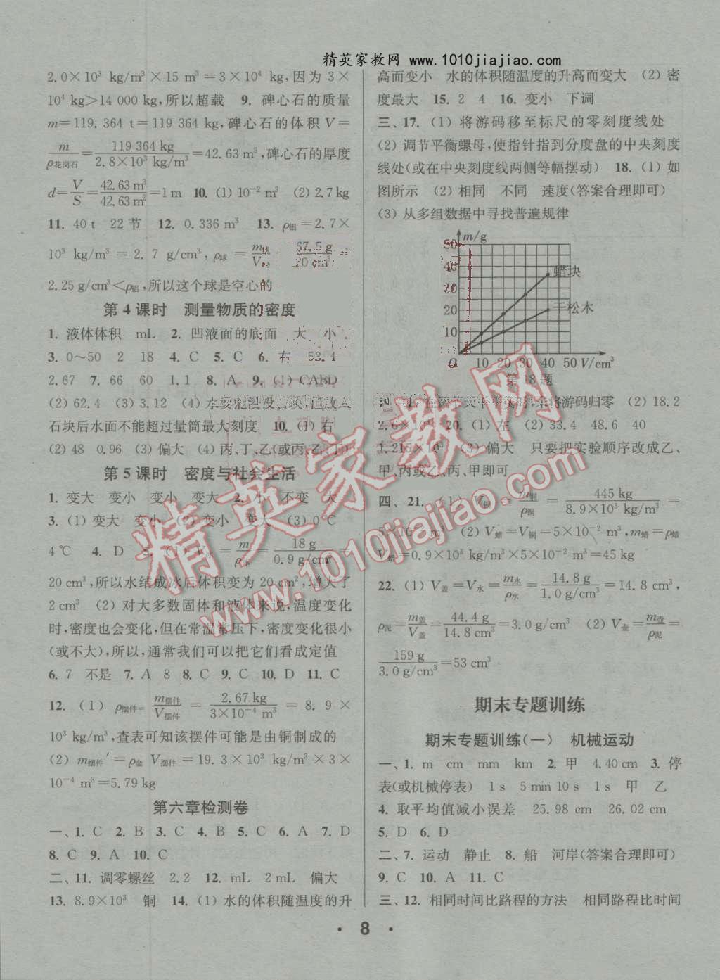 2016年通城學(xué)典小題精練八年級(jí)物理上冊(cè)人教版 第8頁(yè)