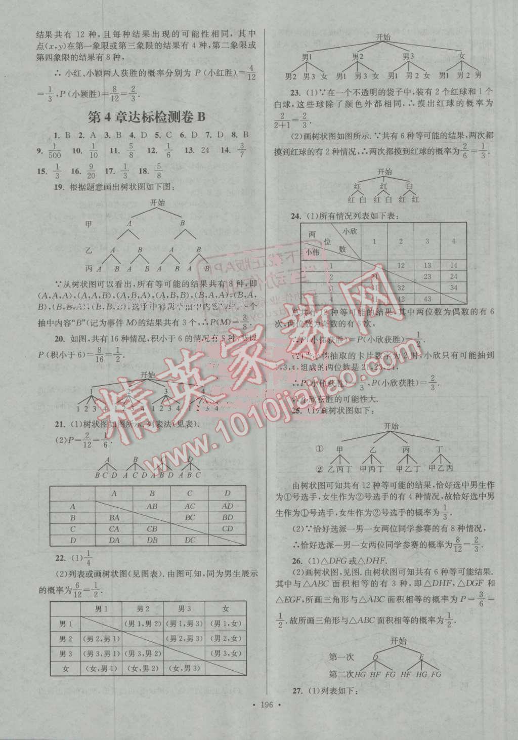 2016年南通小題課時(shí)作業(yè)本九年級(jí)數(shù)學(xué)上冊(cè)江蘇版 第34頁(yè)