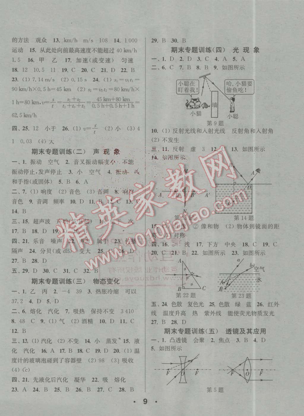 2016年通城學(xué)典小題精練八年級物理上冊人教版 第9頁