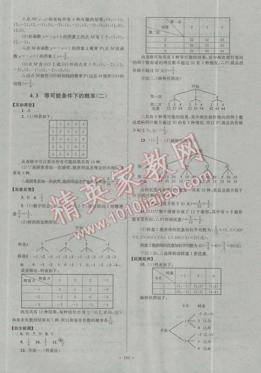 2016年南通小題課時作業(yè)本九年級數(shù)學(xué)上冊江蘇版 第31頁