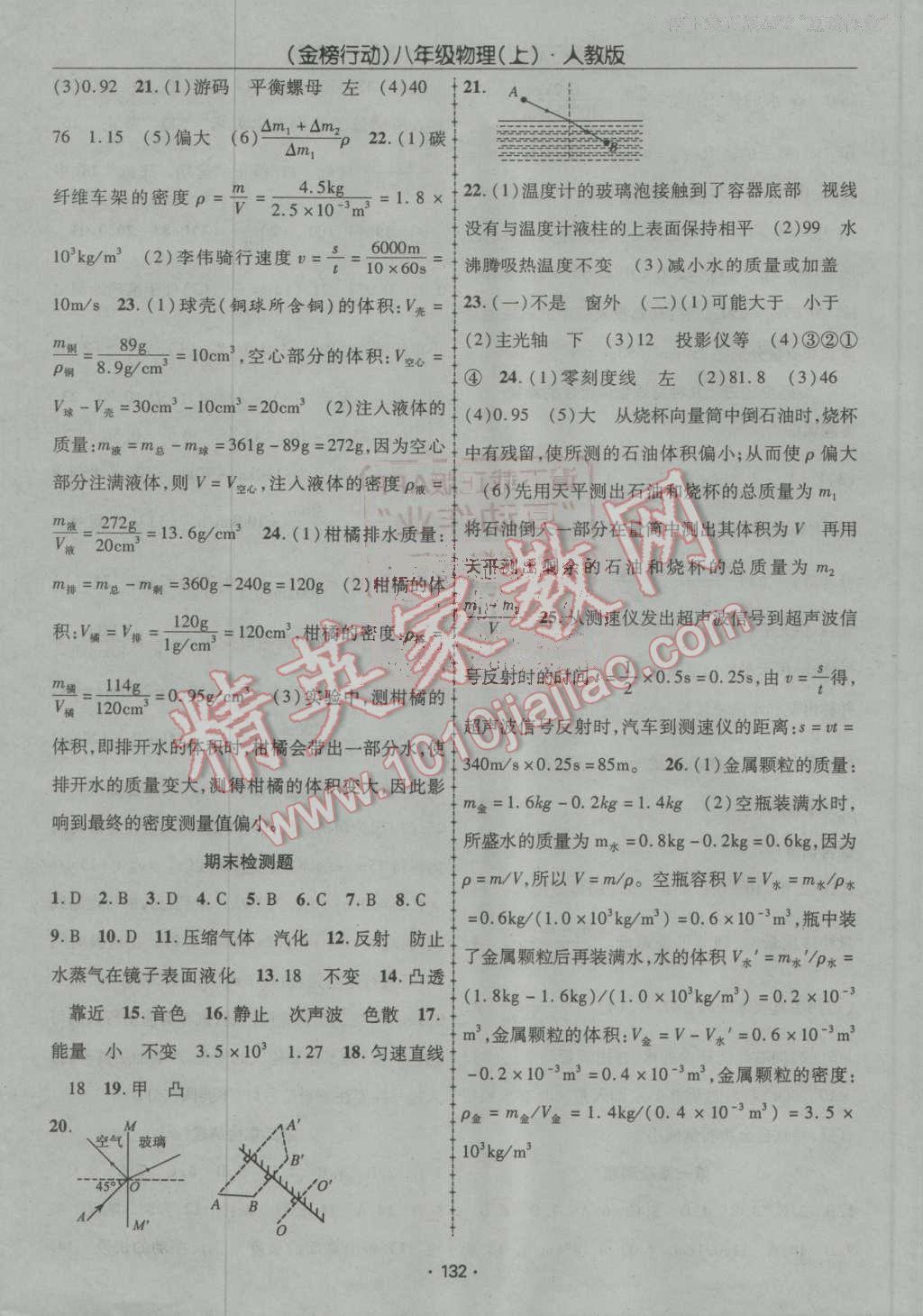 2016年金榜行動(dòng)課時(shí)導(dǎo)學(xué)案八年級物理上冊人教版 第16頁