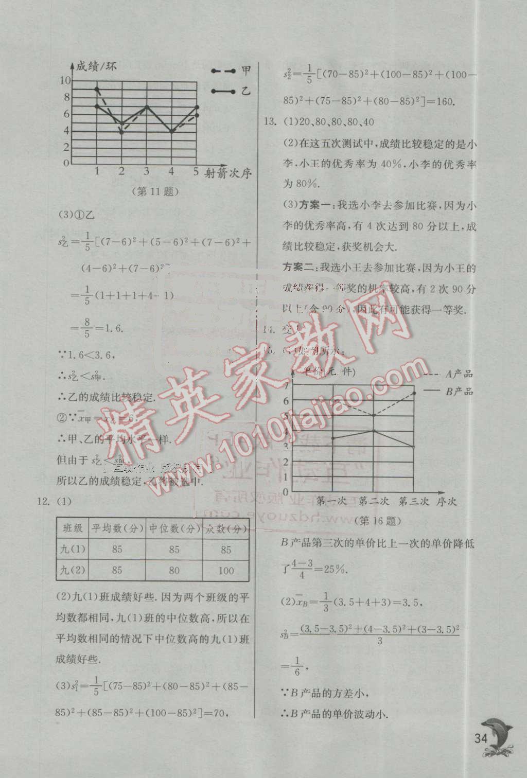 2016年实验班提优训练九年级数学上册苏科版 第34页