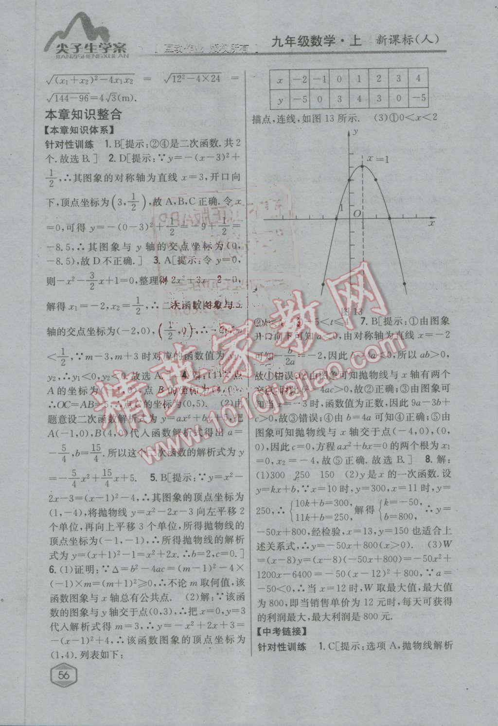 2016年尖子生學案九年級數(shù)學上冊人教版 第21頁