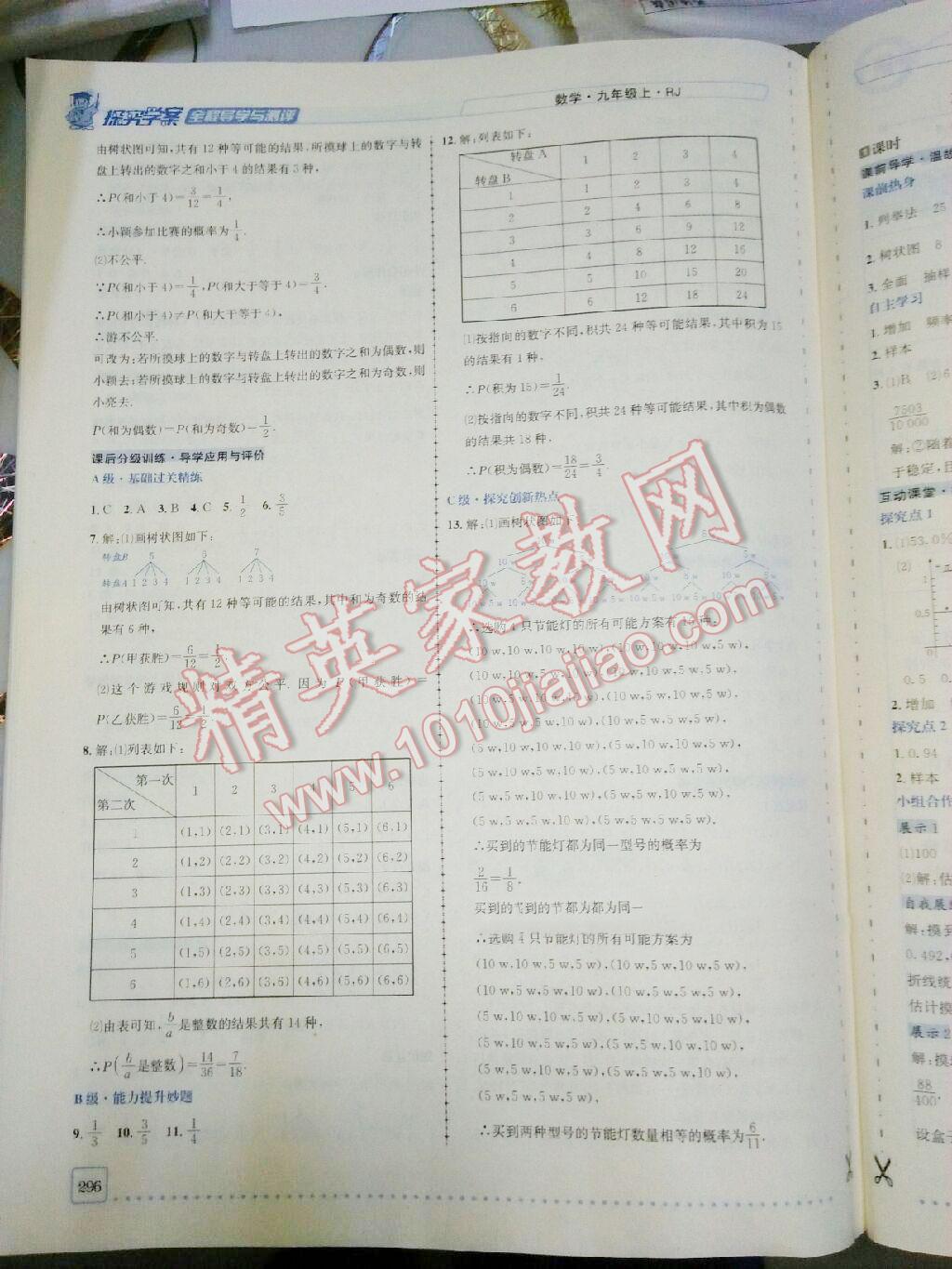 2016年探究學(xué)案全程導(dǎo)學(xué)與測評九年級數(shù)學(xué)上冊人教版 第65頁