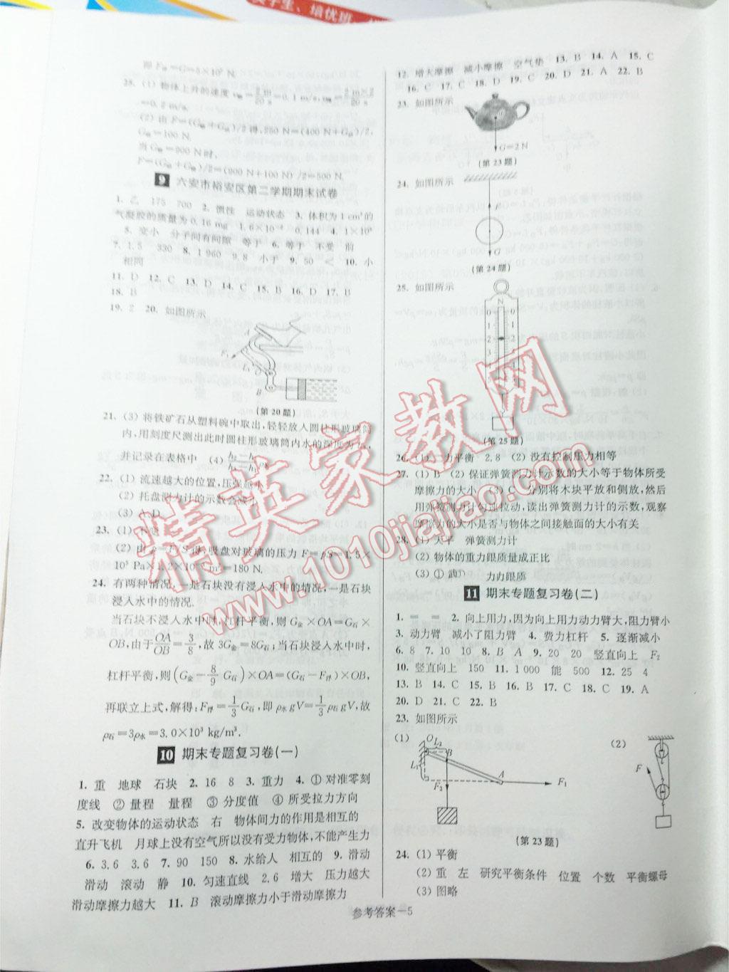 2015年名牌中學(xué)期末突破一卷通八年級(jí)物理下冊(cè)滬粵版 第5頁(yè)