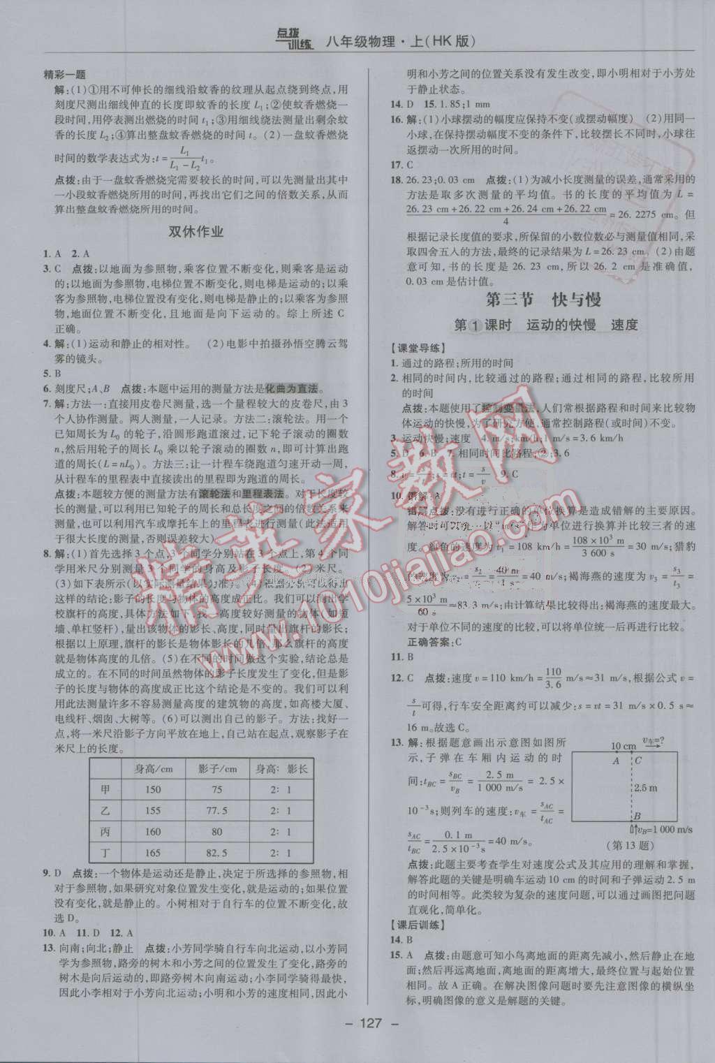 2016年點(diǎn)撥訓(xùn)練八年級(jí)物理上冊(cè)滬科版 第7頁(yè)