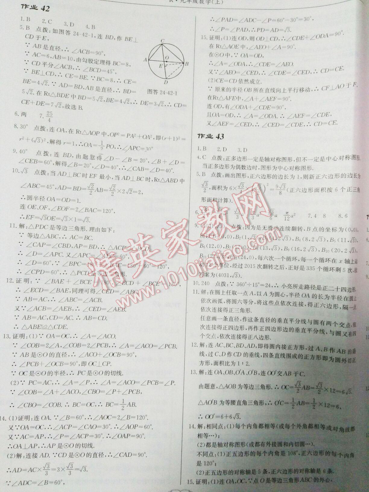 2016年啟東中學(xué)作業(yè)本九年級數(shù)學(xué)上冊人教版 第21頁