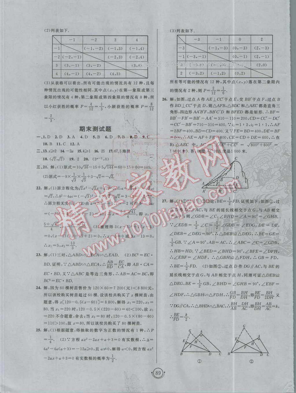 2016年海淀單元測(cè)試AB卷九年級(jí)數(shù)學(xué)全一冊(cè)華師大版 第5頁