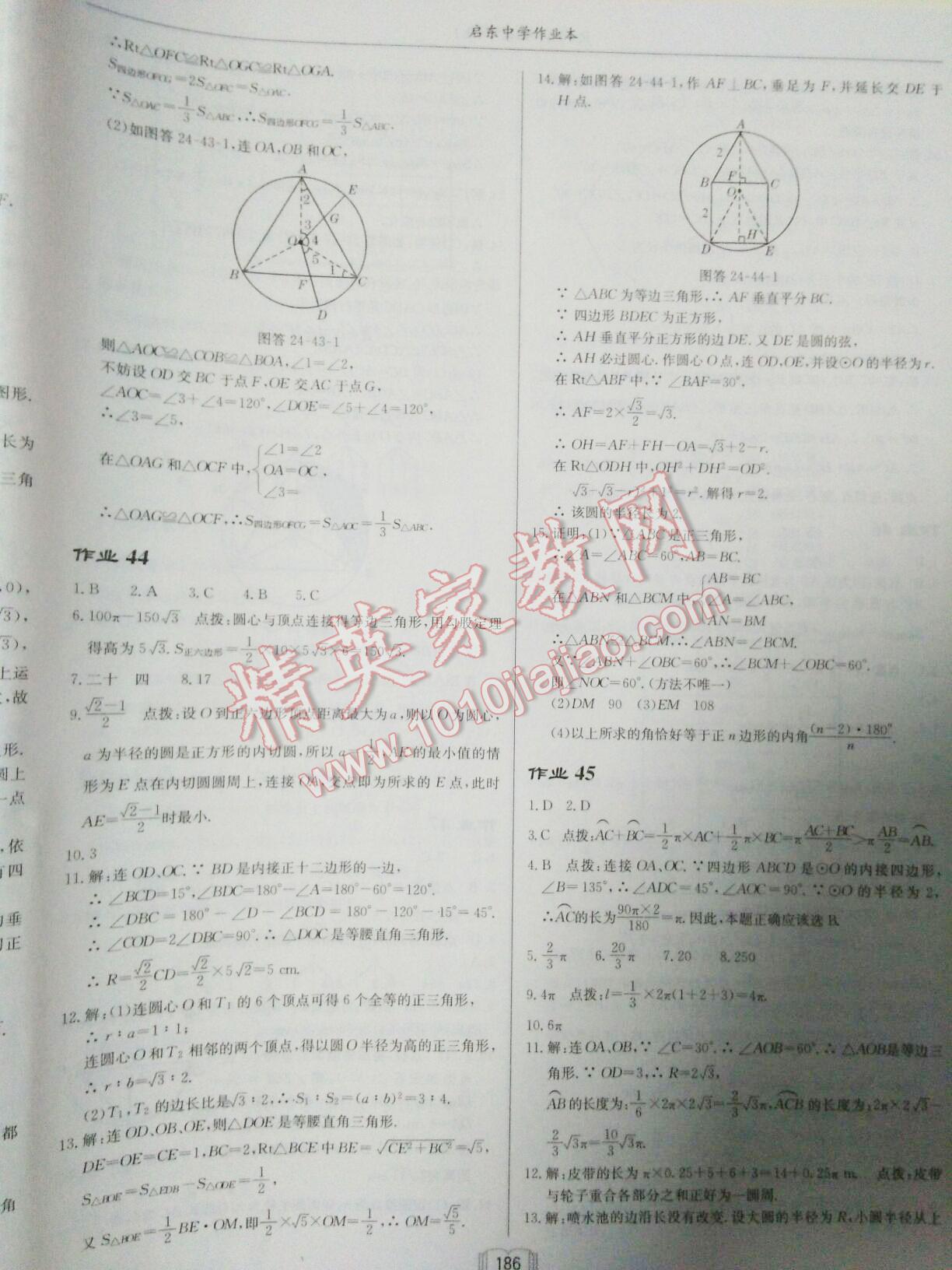 2016年启东中学作业本九年级数学上册人教版 第22页