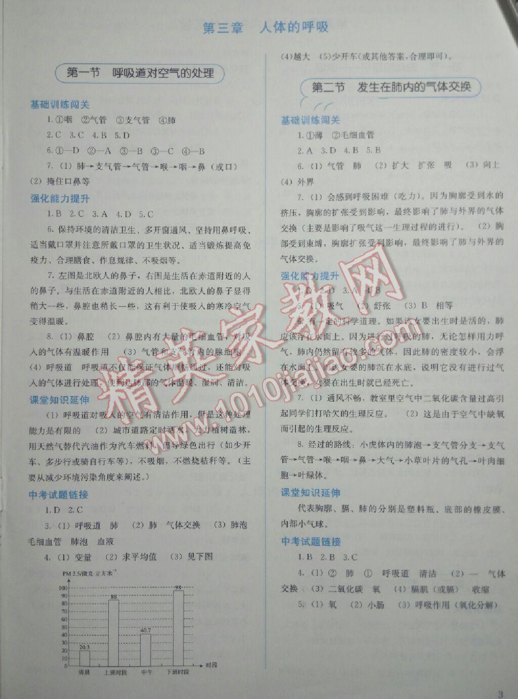 2016年人教金學(xué)典同步解析與測評七年級生物學(xué)下冊人教版 第11頁