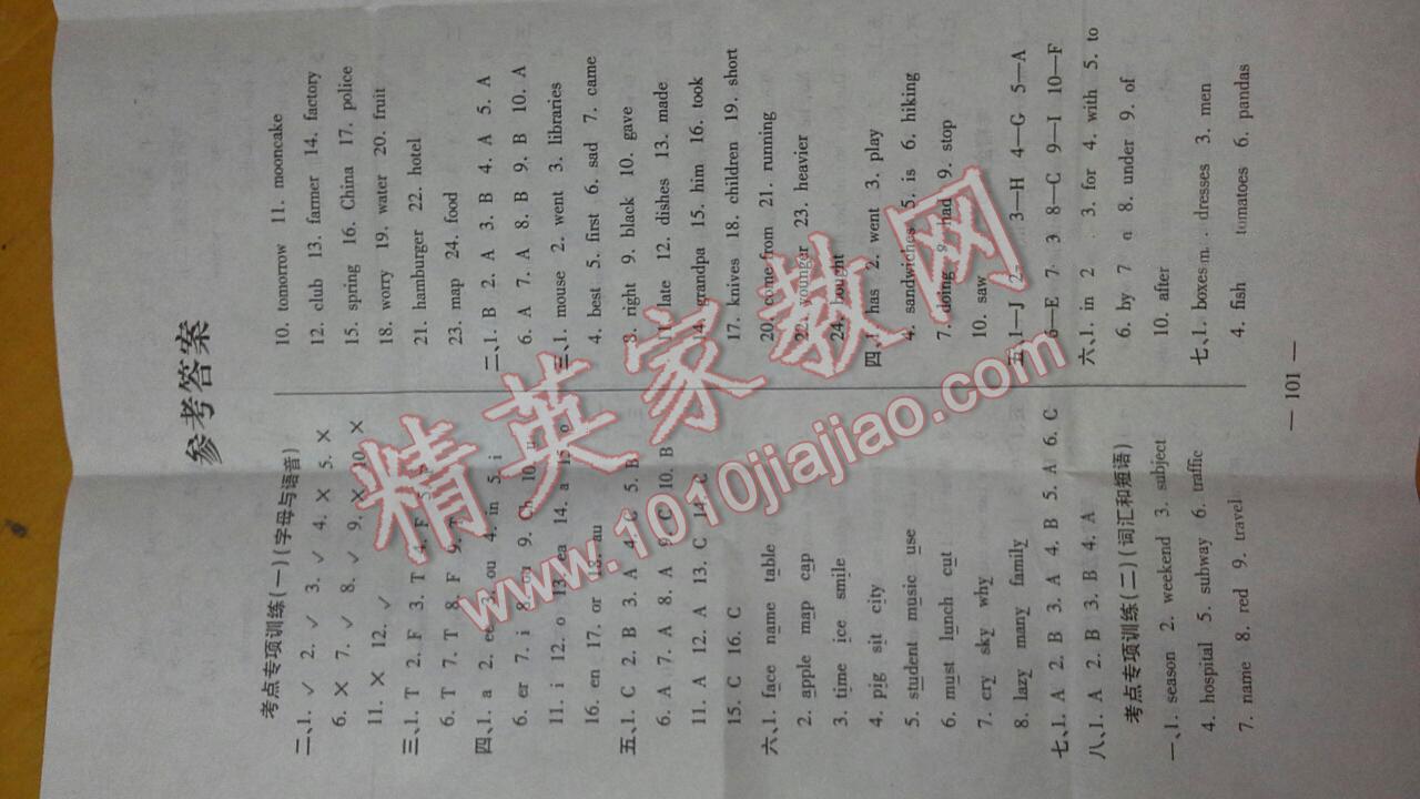 2016年小学毕业升学总复习全真模拟试卷英语 第1页