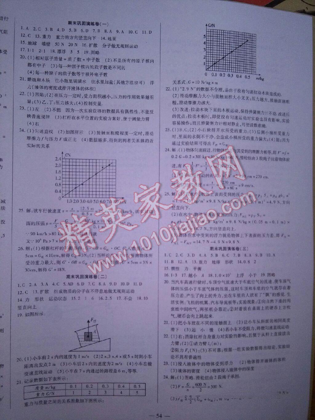 2016年金狀元直擊期末八年級(jí)物理下冊(cè)人教版 第19頁(yè)