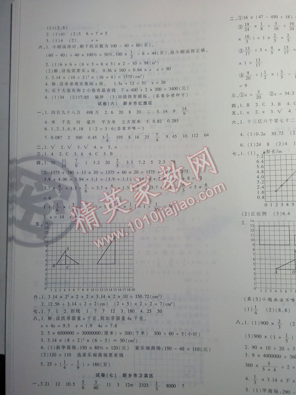 2016年王朝霞各地期末试卷精选六年级数学下册人教版九县七区 第13页