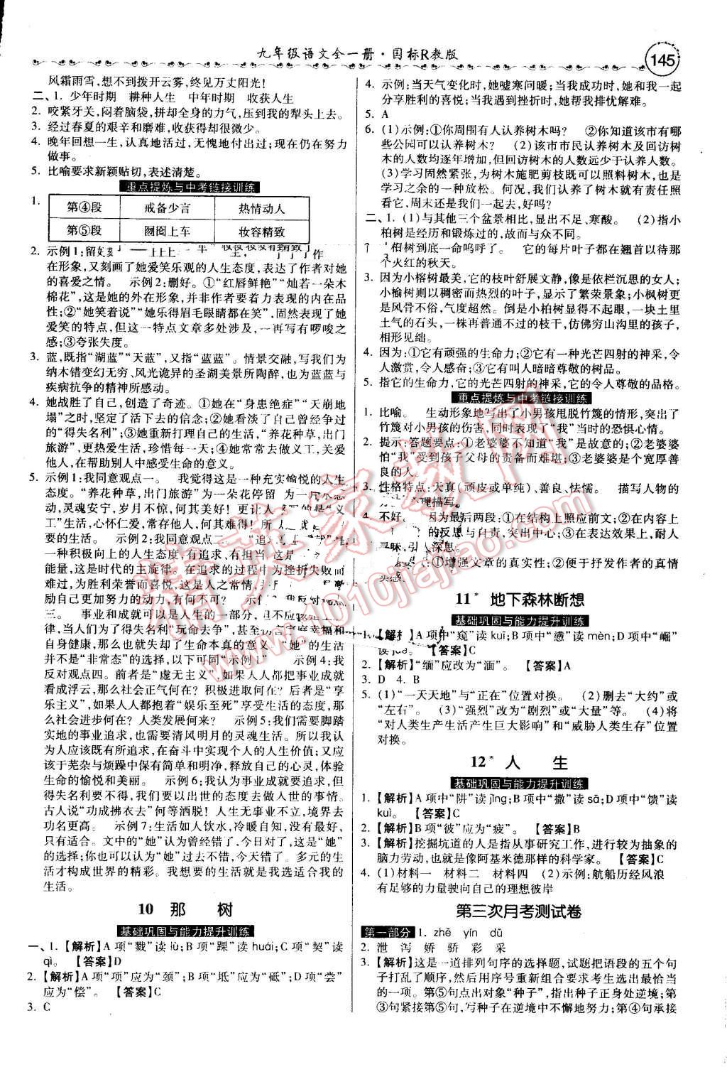 2016年一路领先大提速同步训练与测评九年级语文全一册人教版 第11页