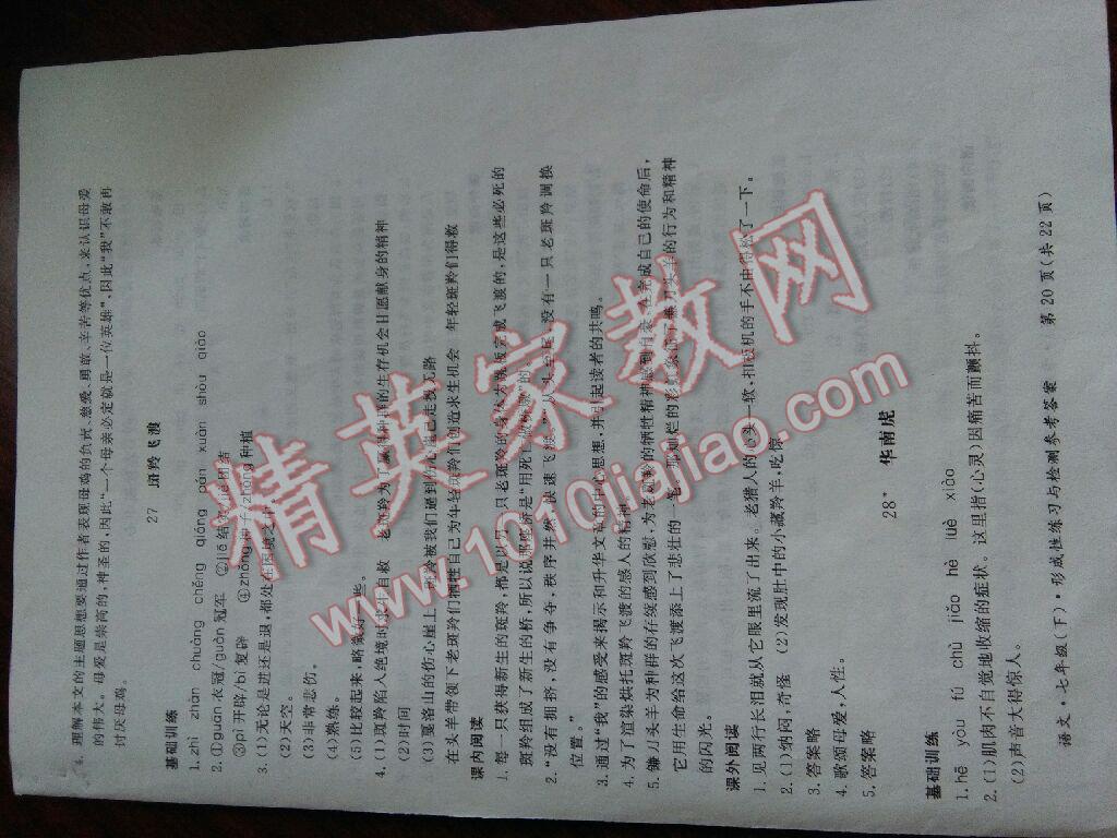 2016年形成性練習(xí)與檢測(cè)七年級(jí)語(yǔ)文下冊(cè) 第44頁(yè)