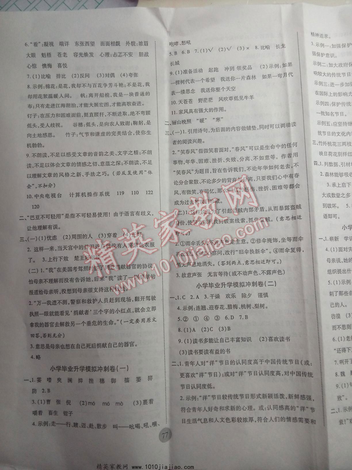 2016年小学毕业升学总复习金榜小状元语文 第5页