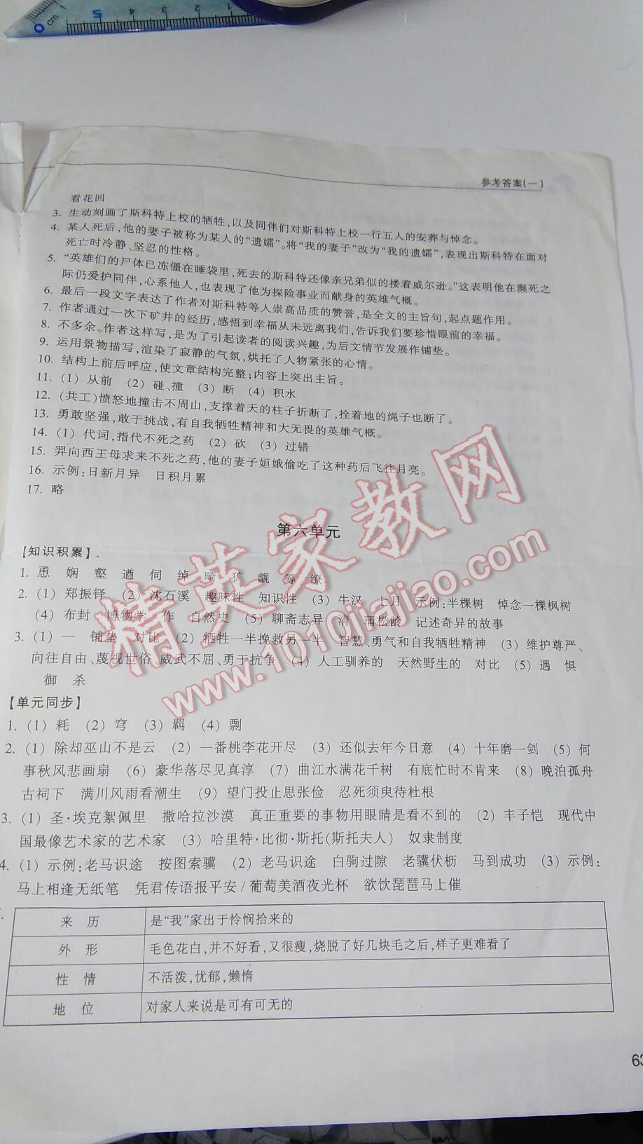 2015年单元学习指导与评价七年级语文下册 第52页