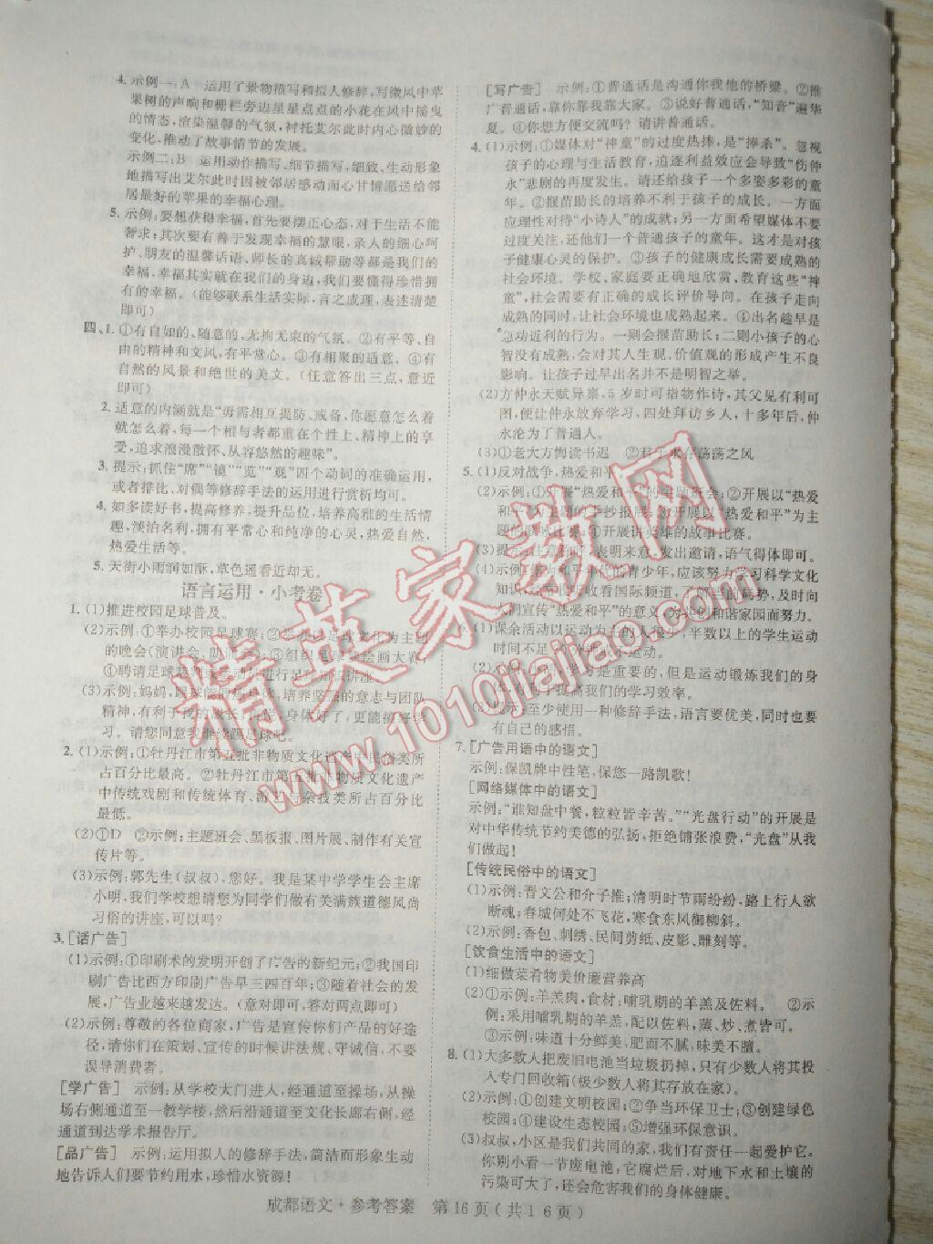 2016年中考2號(hào)成都考試說明的說明語文 第21頁