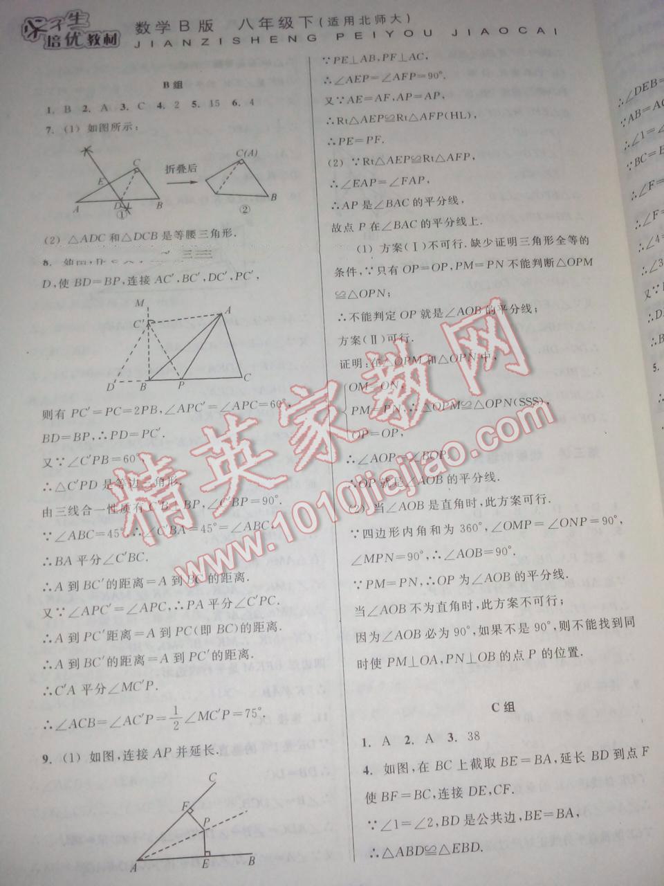 2016年尖子生培优教材八年级数学下册北师大版 第3页