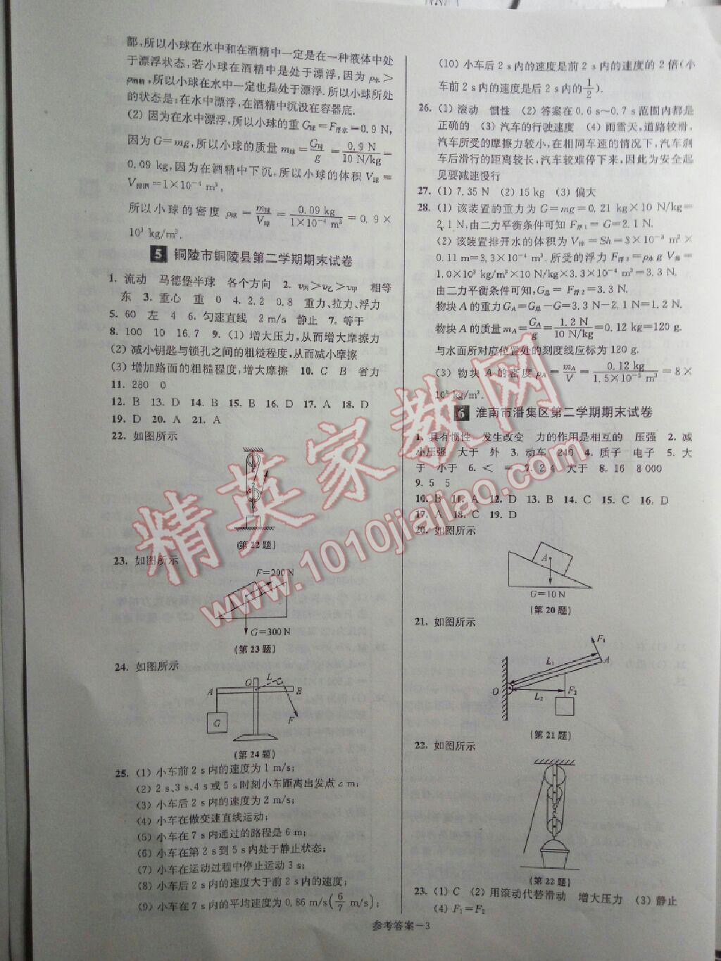 2016年名牌中學(xué)期末突破一卷通八年級(jí)物理下冊(cè)滬粵版 第3頁(yè)