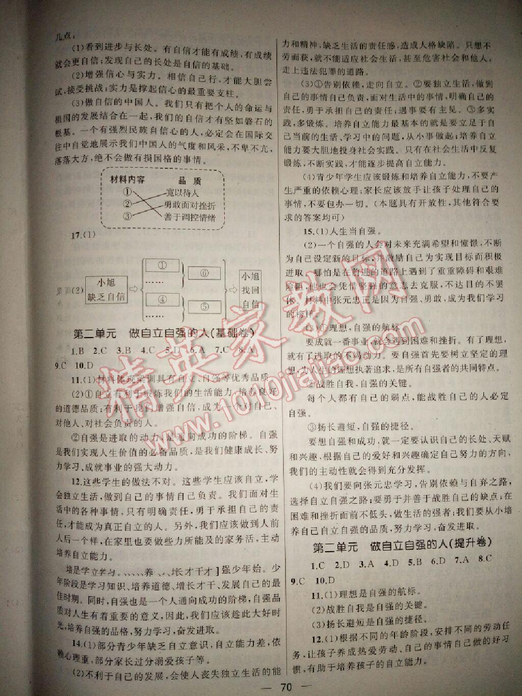 2016年湘教考苑單元測試卷七年級思想品德下冊人教版 第2頁