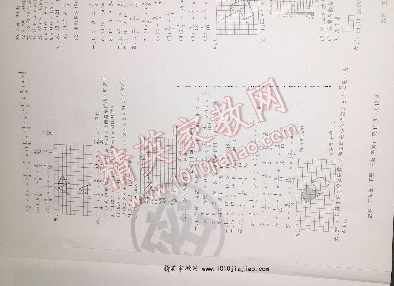 2016年王朝霞各地期末試卷精選五年級數(shù)學(xué)下冊人教版河北專版 第13頁