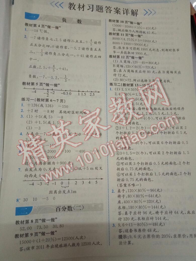 課本人教版六年級數(shù)學(xué)下冊 第1頁