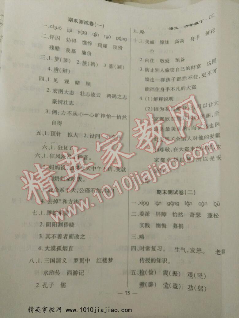 2015年千里馬單元測(cè)試卷六年級(jí)語(yǔ)文下冊(cè)人教版 第23頁(yè)