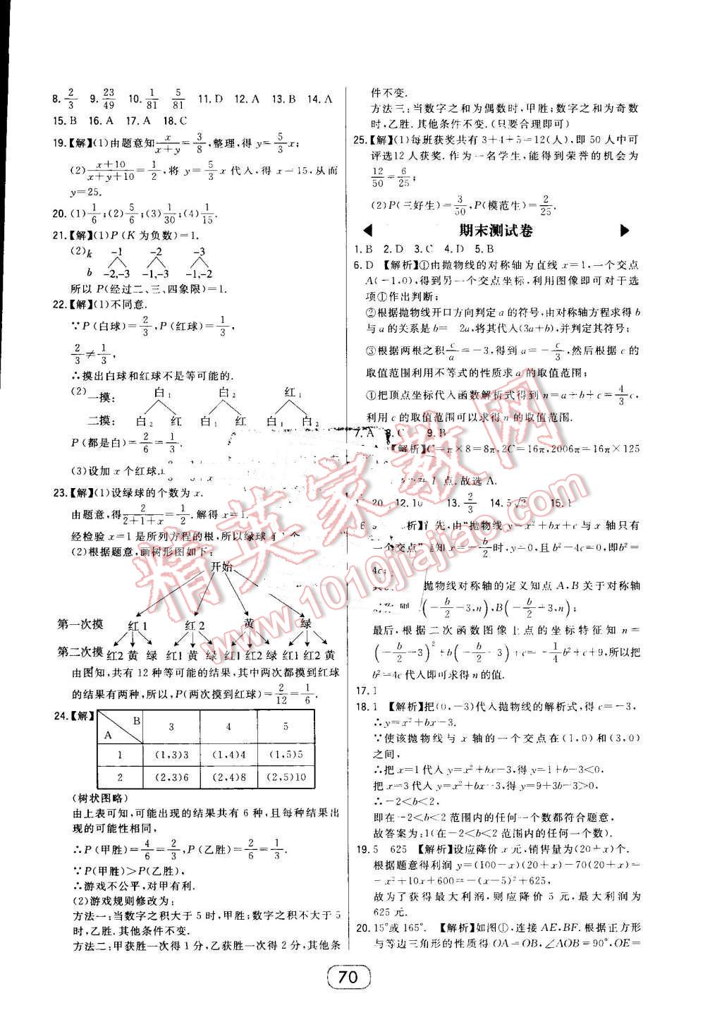 2016年北大綠卡九年級數(shù)學(xué)上冊人教版 第46頁