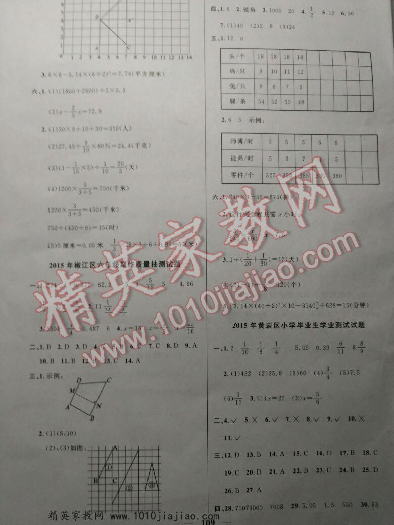 2016年望子成龙最新版小学毕业升学复习必做的专项卷和真题卷数学温州专版 第17页