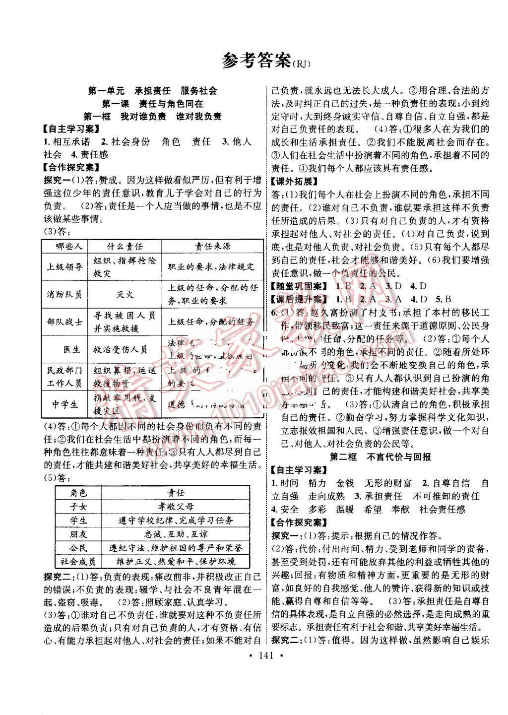 2016年課堂導(dǎo)練1加5九年級(jí)思想品德全一冊(cè)人教版 第1頁(yè)