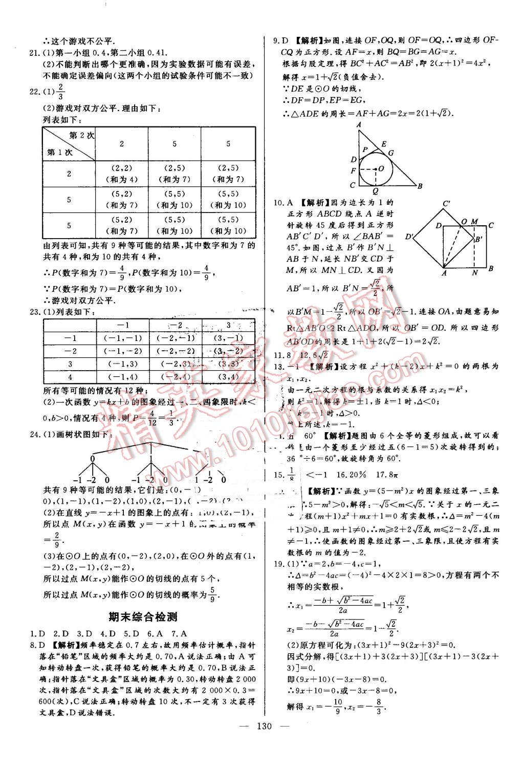 2016年學(xué)考A加同步課時(shí)練九年級(jí)數(shù)學(xué)上冊(cè)人教版 第29頁