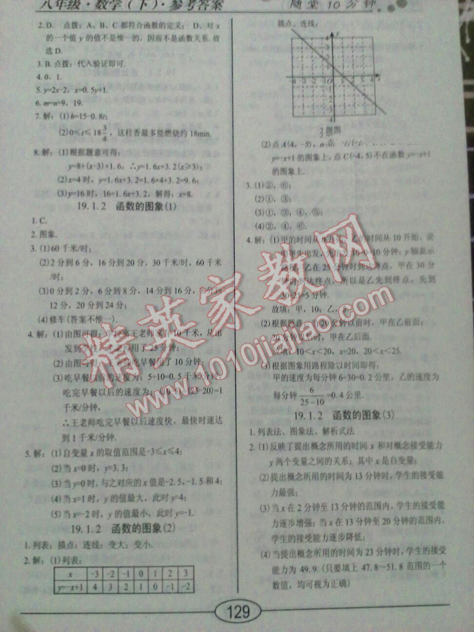 2015年隨堂10分鐘八年級(jí)數(shù)學(xué)下冊(cè)人教版 第33頁(yè)