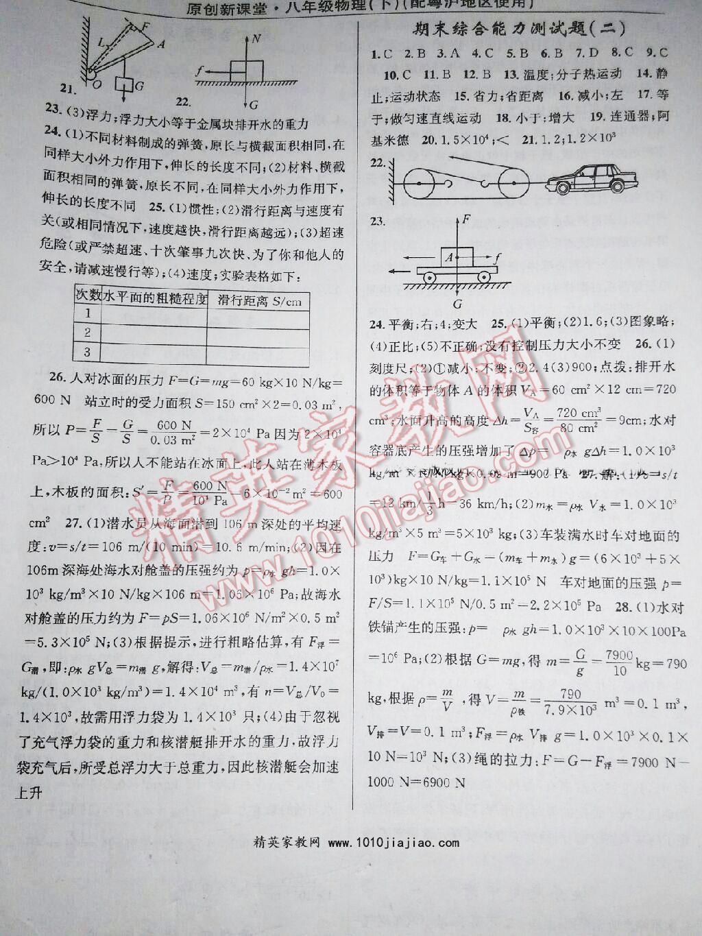 2015年原創(chuàng)新課堂八年級(jí)物理下冊(cè)粵滬版 第24頁(yè)