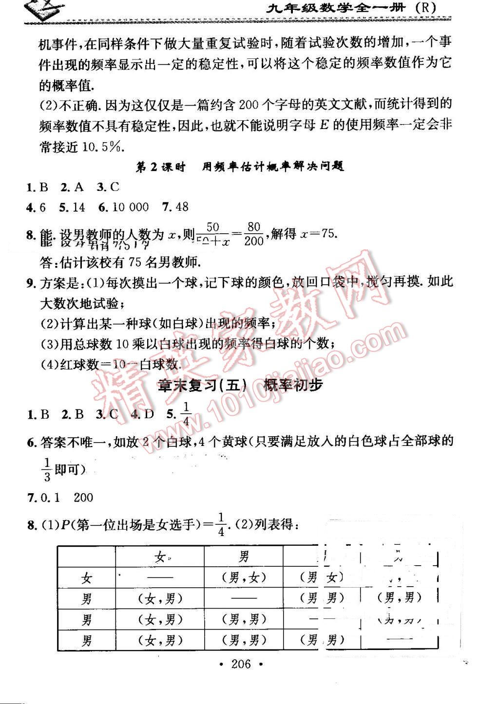 2016年名校课堂小练习九年级数学全一册人教版 第22页