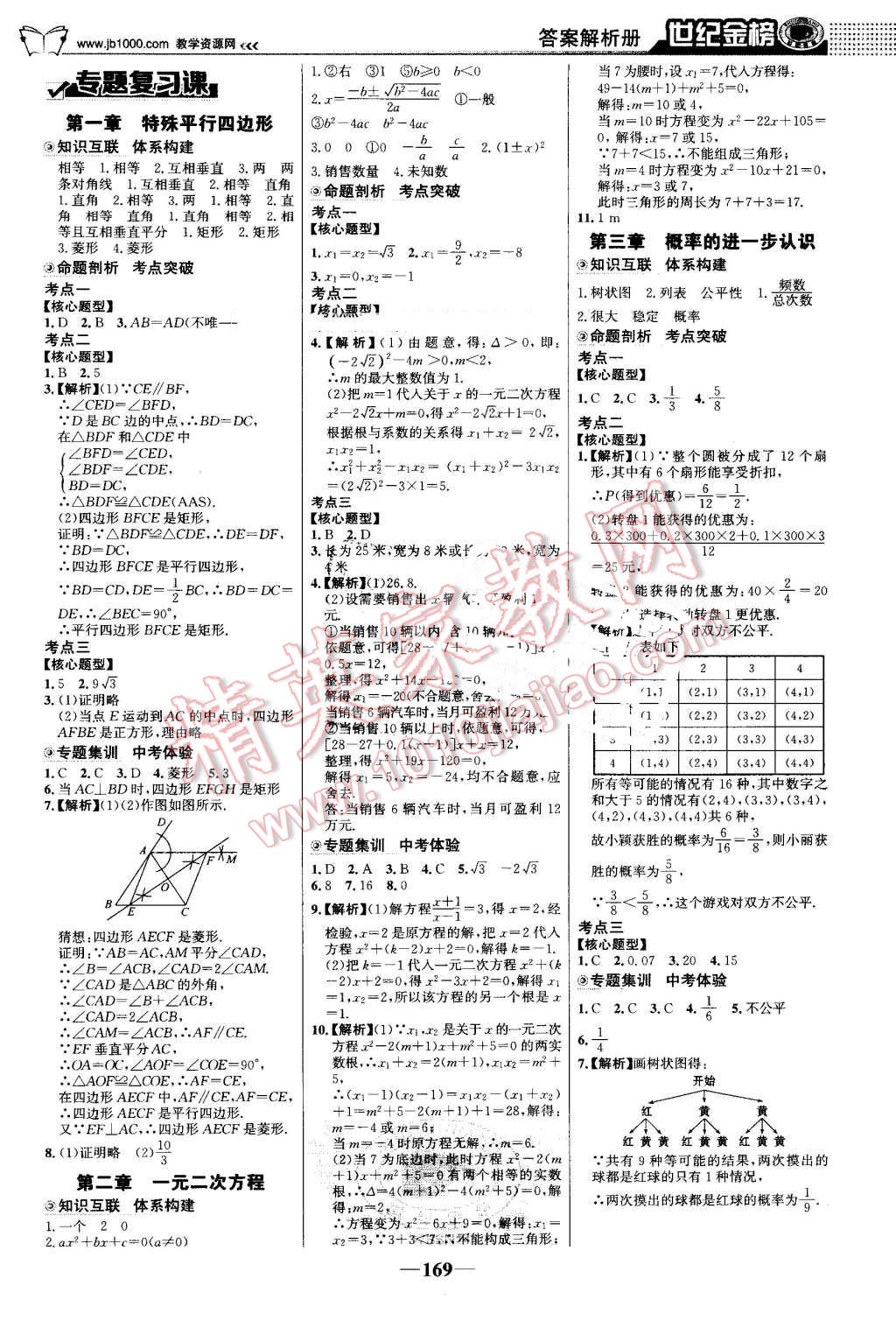 2016年世纪金榜金榜学案九年级数学上册北师大版 第14页