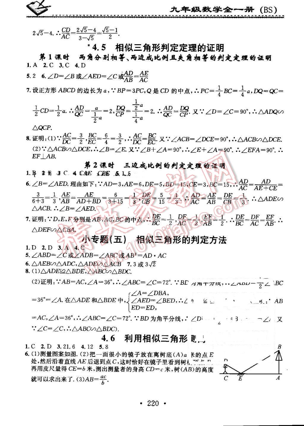 2016年名校課堂小練習(xí)九年級數(shù)學(xué)全一冊北師大版 第10頁