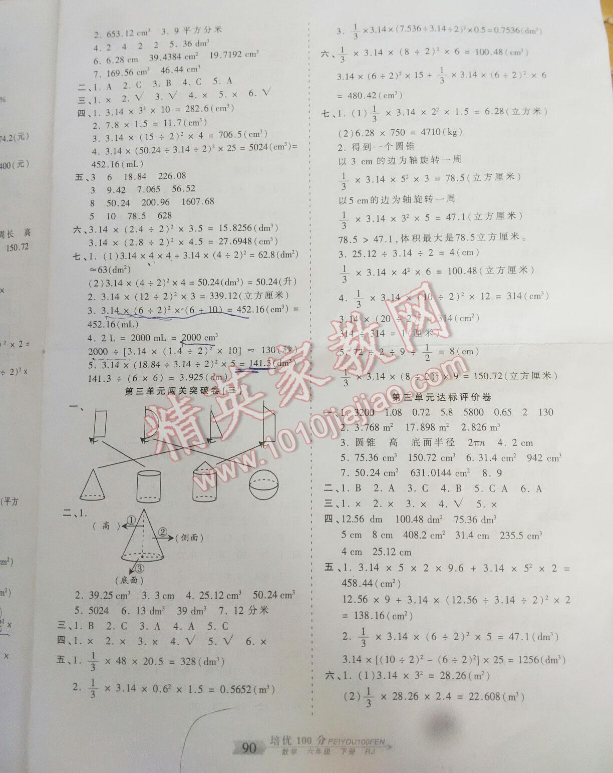 2016年王朝霞培優(yōu)100分六年級(jí)數(shù)學(xué)下冊人教版 第11頁