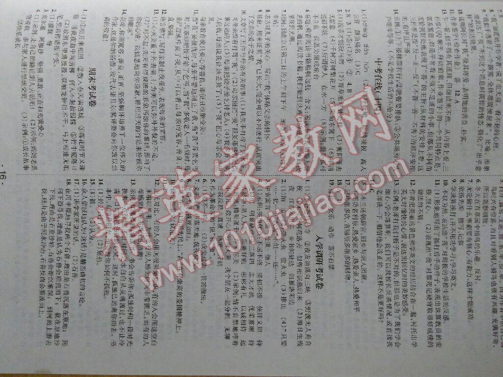 2016年零距離學(xué)期系統(tǒng)總復(fù)習(xí)期末暑假銜接七年級語文人教版 第8頁