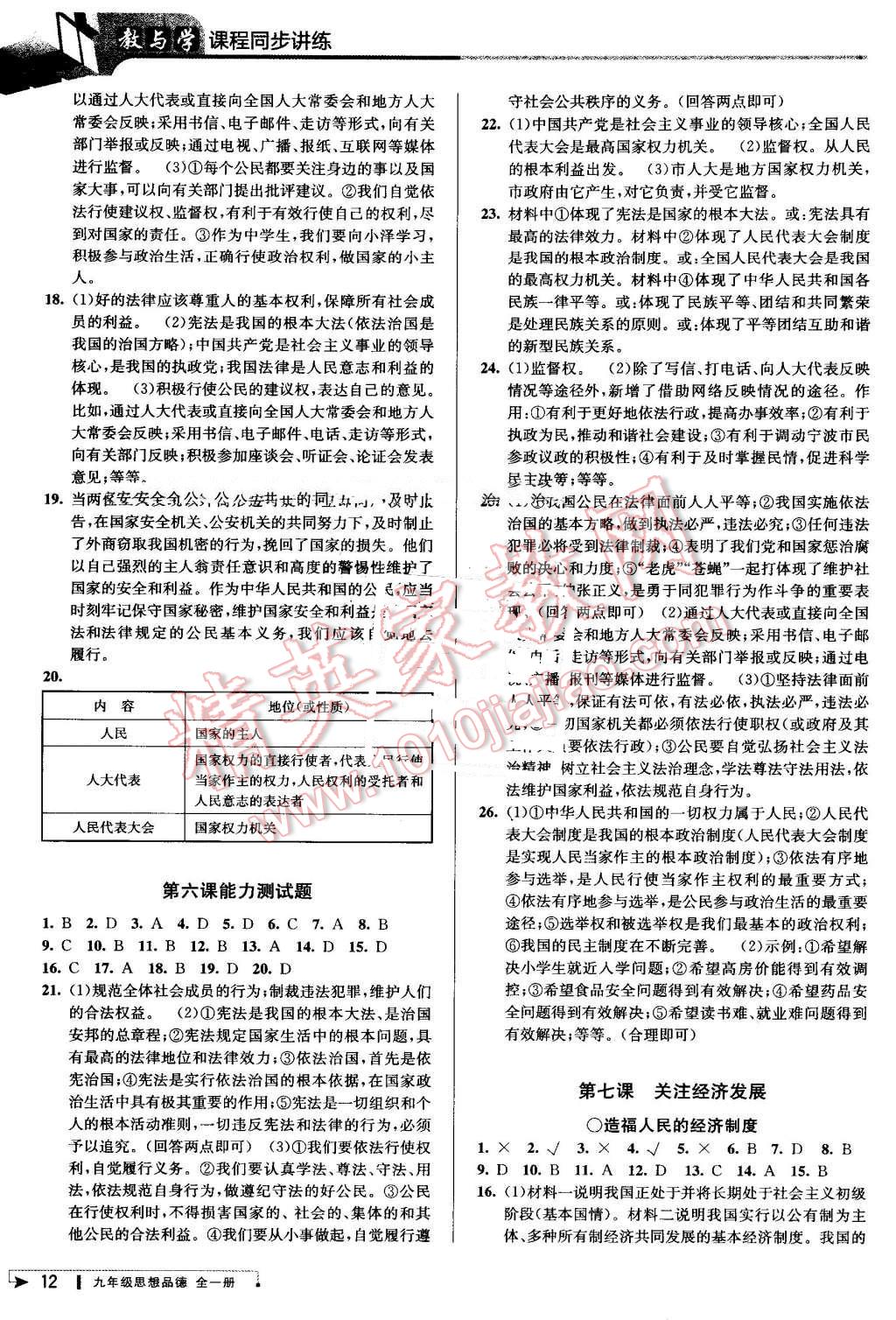 2016年教與學(xué)課程同步講練九年級(jí)思想品德全一冊(cè)人教版 第11頁(yè)