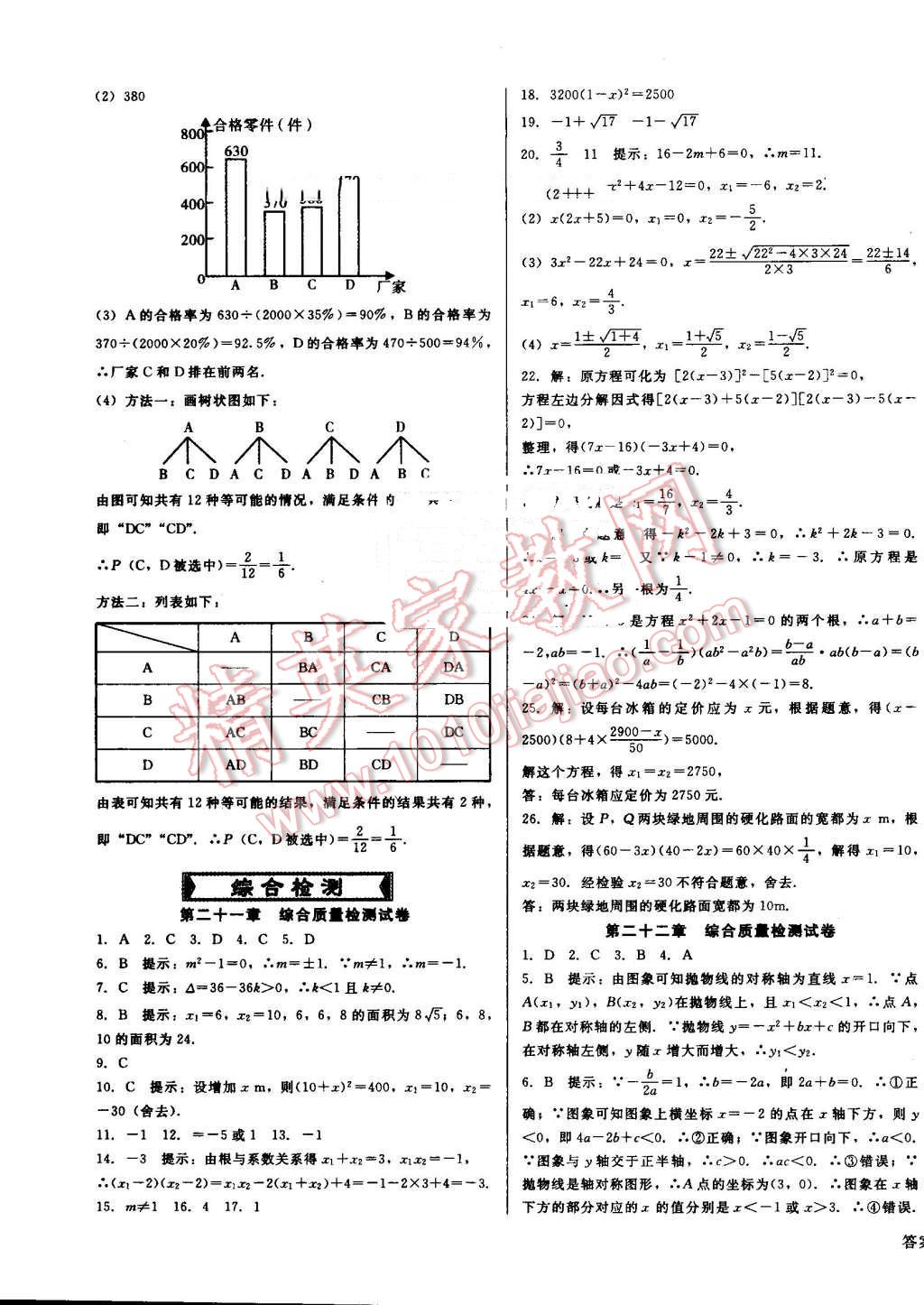 2016年胜券在握打好基础金牌作业本九年级数学上册人教版 第39页