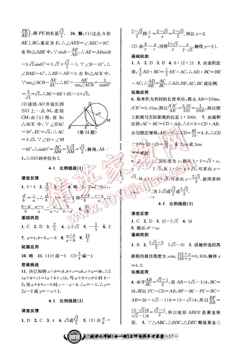 2016年名師金典BFB初中課時(shí)優(yōu)化九年級(jí)數(shù)學(xué)全一冊(cè)浙教版 第17頁