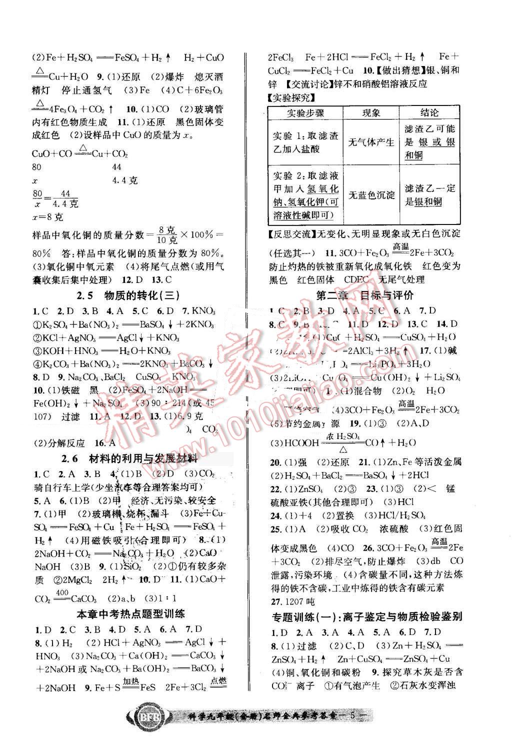 2016年名師金典BFB初中課時(shí)優(yōu)化九年級(jí)科學(xué)全一冊(cè)浙教版理科綜合 第5頁