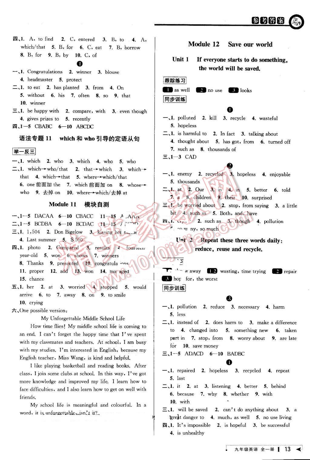 2016年教與學(xué)課程同步講練九年級(jí)英語(yǔ)全一冊(cè)外研版 第12頁(yè)